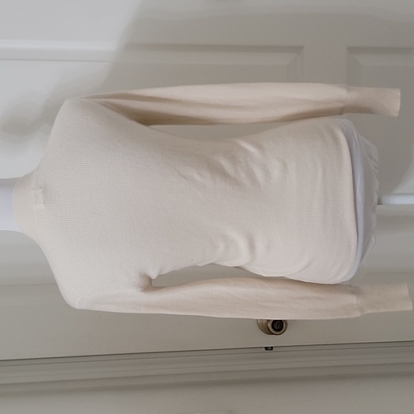 TSE Size S Cream Colored Cashmere & Silk Mock Neck Long Sleeve Knit Top/Sweater - Picture 3 of 12